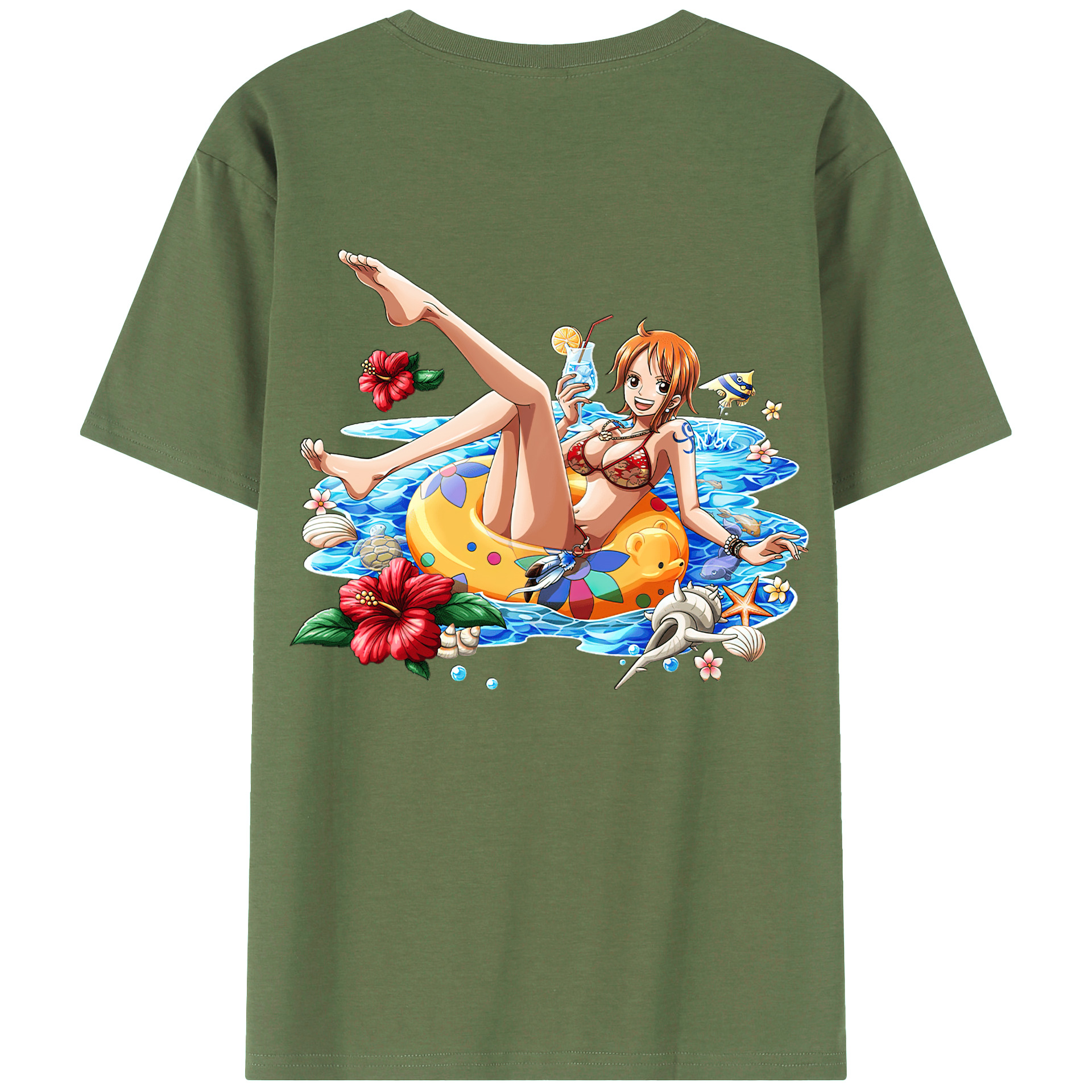 （画像用） ワンピース ナミ ONE PIECE Nami 綿100％ メンズ半袖Tシャツ（バックプリント） 通気性